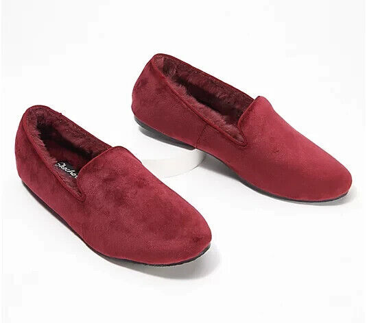 Skechers Cleo Cozy Faux Fur Lined Loafer Shoes Burgundy 6/M New