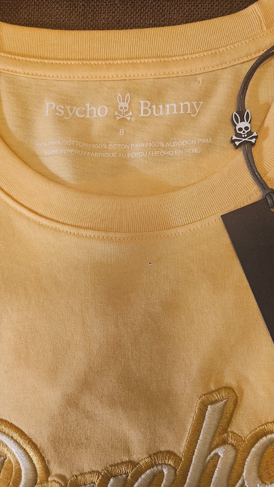 PSYCHO BUNNY Men’s Elias Graphic Tee Sahara Sun Yellow Size 2XL NWT
