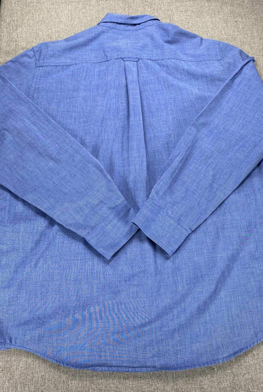 Chaps Button Down Shirt Top Men’s Large Blue Long Sleeve Pockets Easy Care