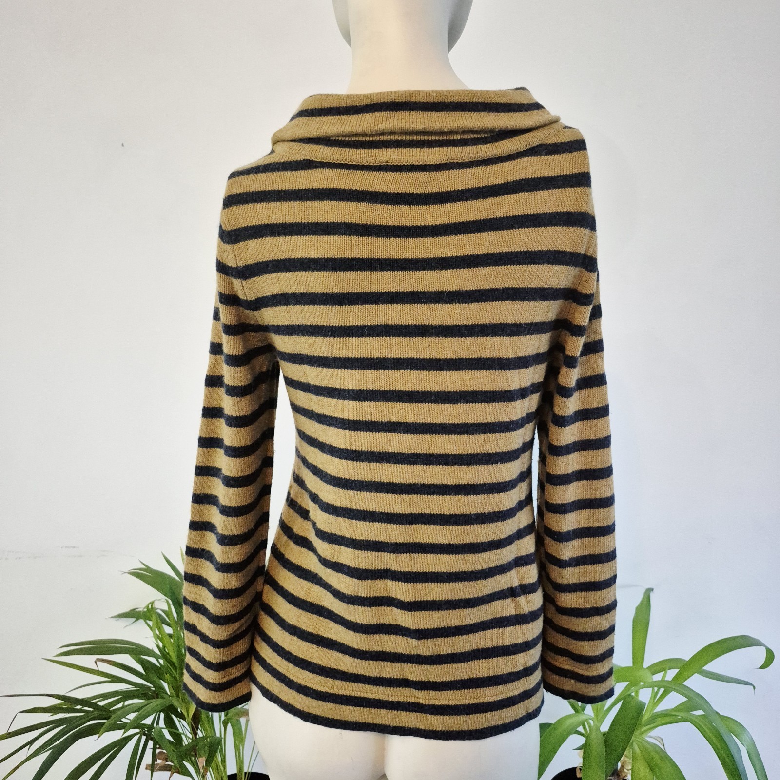 Seasalt Gulf Jumper Roll Neck Breton Stripe Size 8 Wool Alpaca Warm Cosy Winter