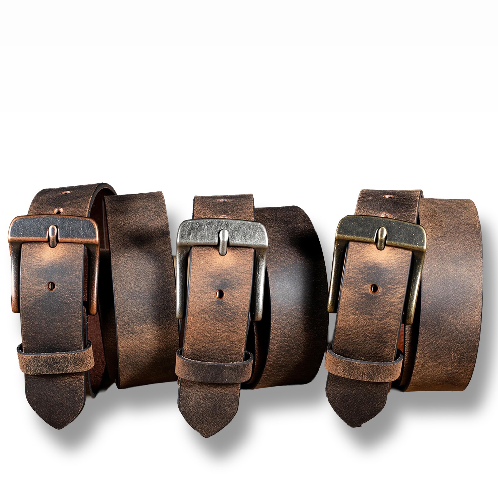 Mens Full Grain Leather Belt, 1.5 Inches Wide, Crazy Horse Finish, Made in USA