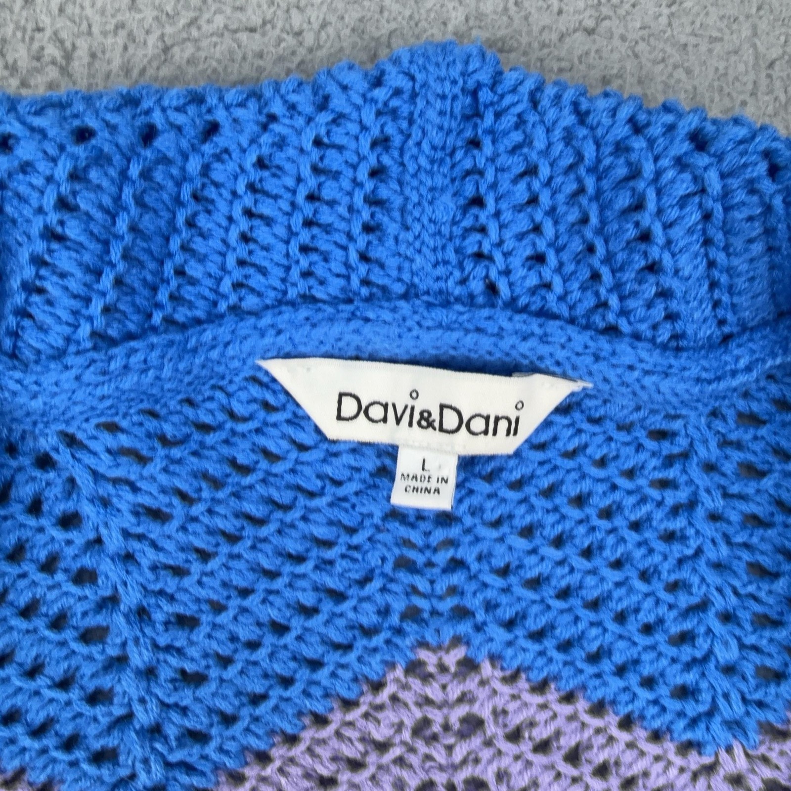 Davi & Dani Cardigan Womens Large Multicolor Rainbow Crochet Open Knit Striped