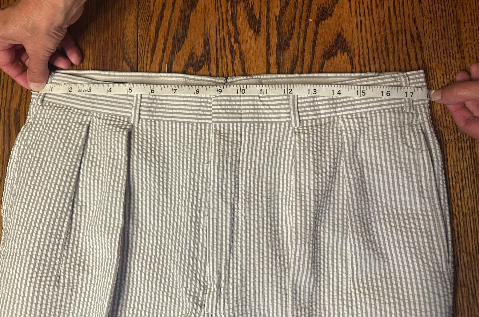 Brooks Brothers Seersucker Suit 42R 36×29 Gray White Stripe Cotton Pleated Cuff