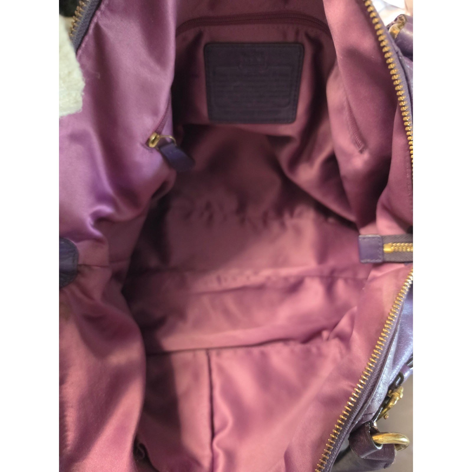 Coach Madison Sophia Purple Leather Satchel Shoulder Bag Gold Hardware 18609