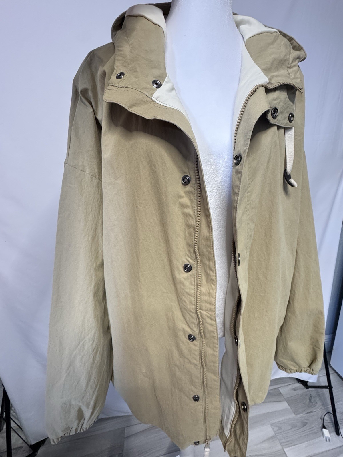 UMen’s Size 2XL Utility Jacket Hooded Tan Khaki Free Assembly Cotton Blend New