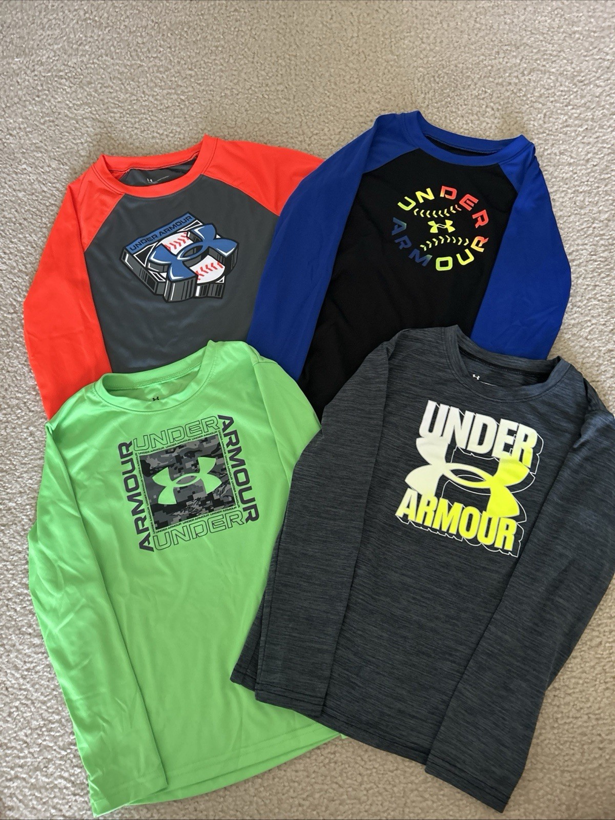 Lot Of 3 Boy’s Youth Under Armour Poly Long Sleeve Shirt Size 7