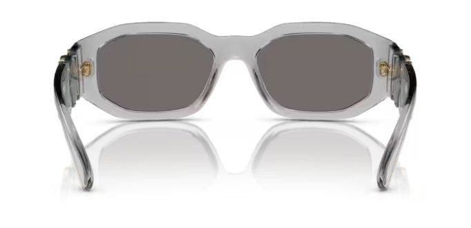 Versace VE 4361 311/6G Transparent Grey Plastic Square Sunglasses Grey Mirror
