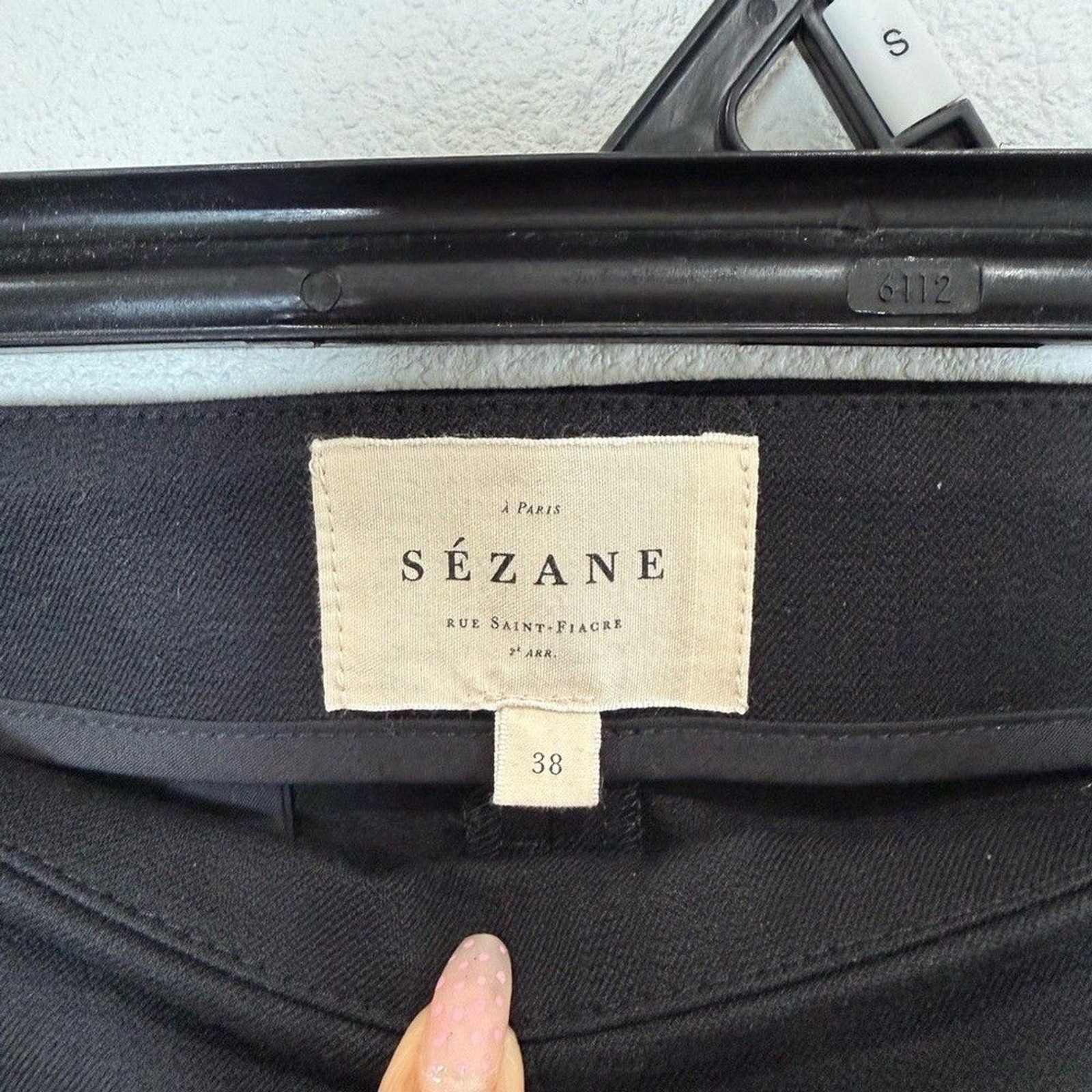 Sézane Black Tailored Straight Leg Pants Size 38 (US 6) Side Zip Chic Parisian