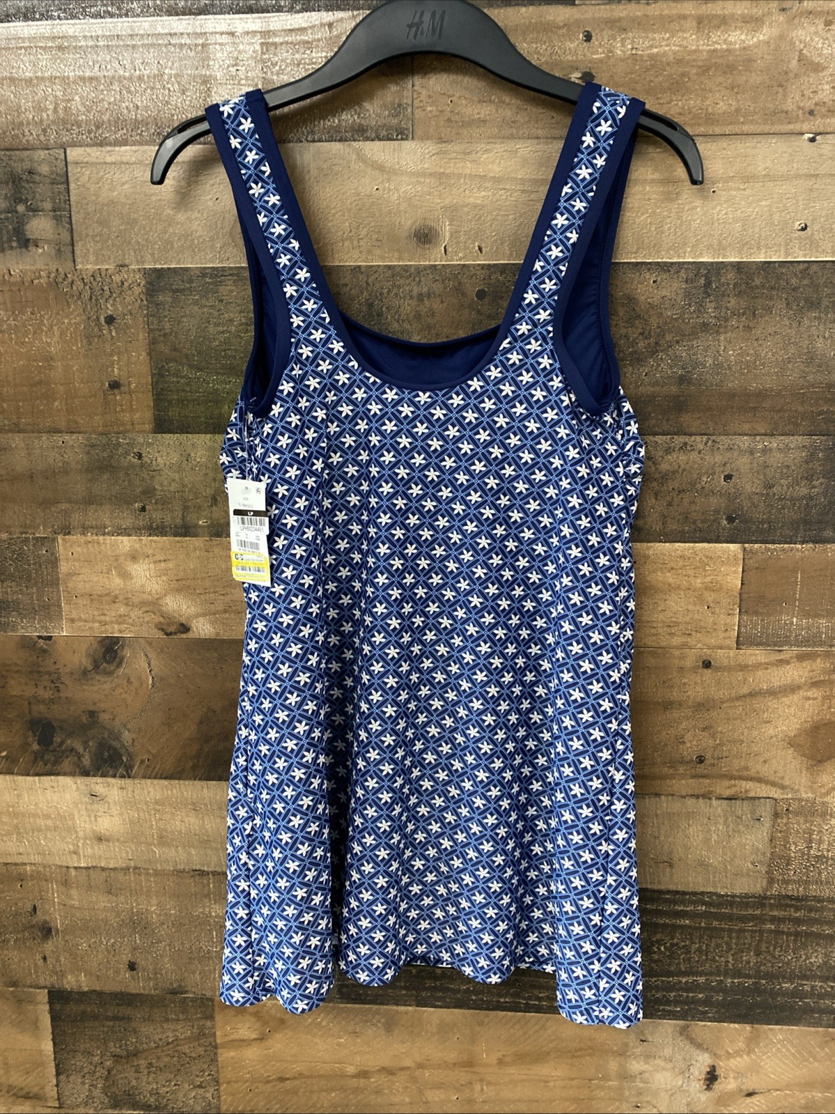 Lands’ End Blue Geo Floral Print Swim Dress w/ Attached Shorts Size XS 2-4 New