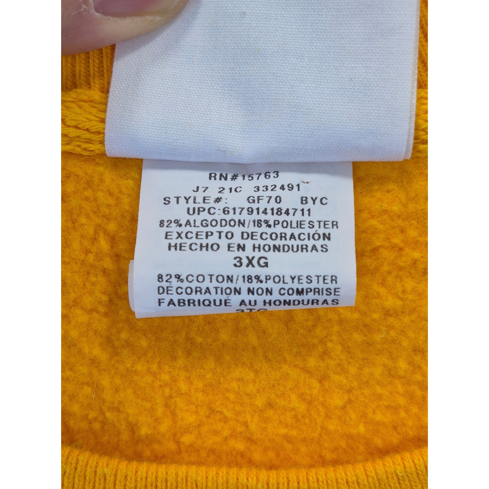 Champion Reverse Weave Sweatshirt Mens 3XL Gold Yellow Crewneck GF70 BYC Heavy