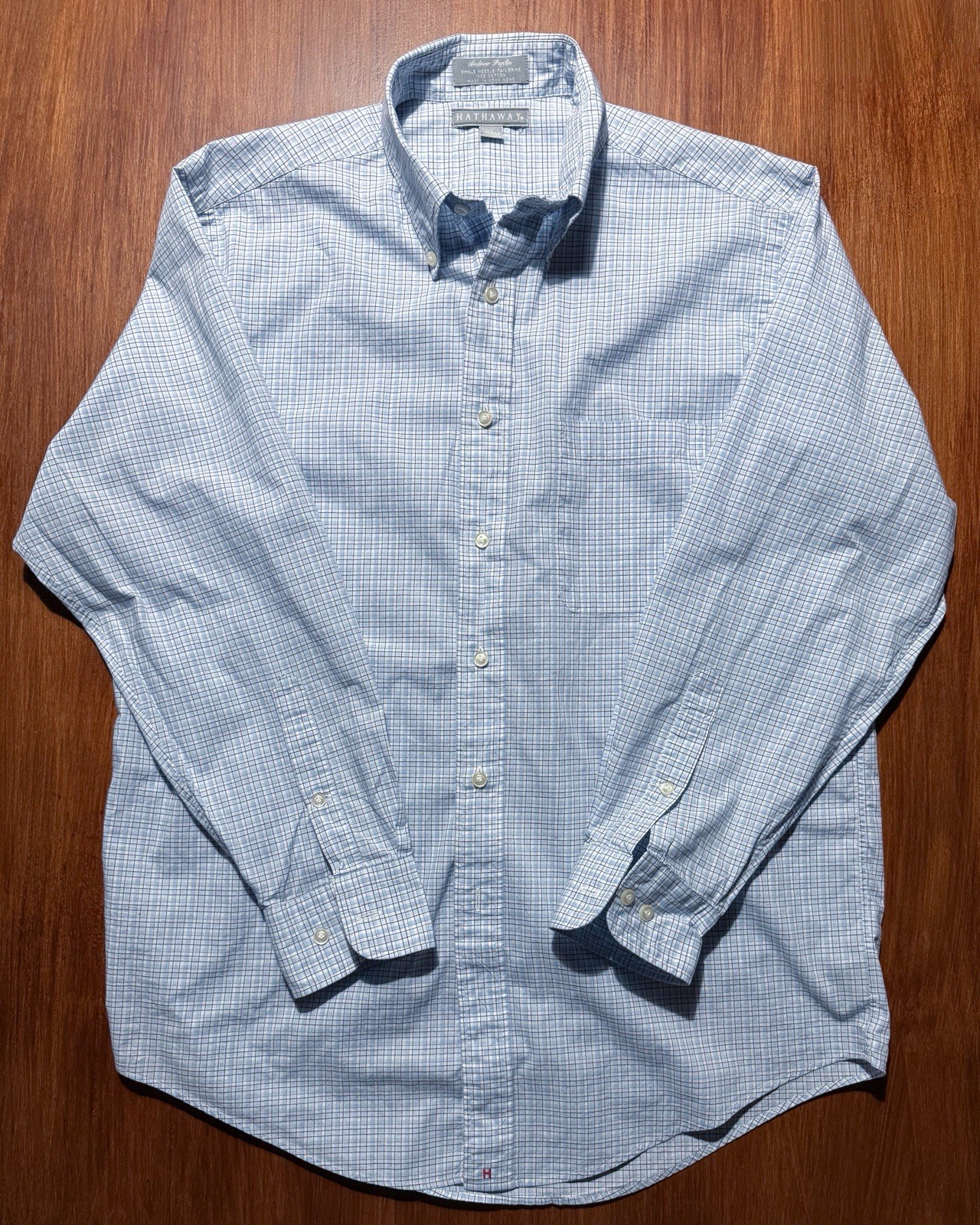 Hathaway Andover Poplin Men’s Long Sleeve Button Down Shirt Size 15 1/2 X 32