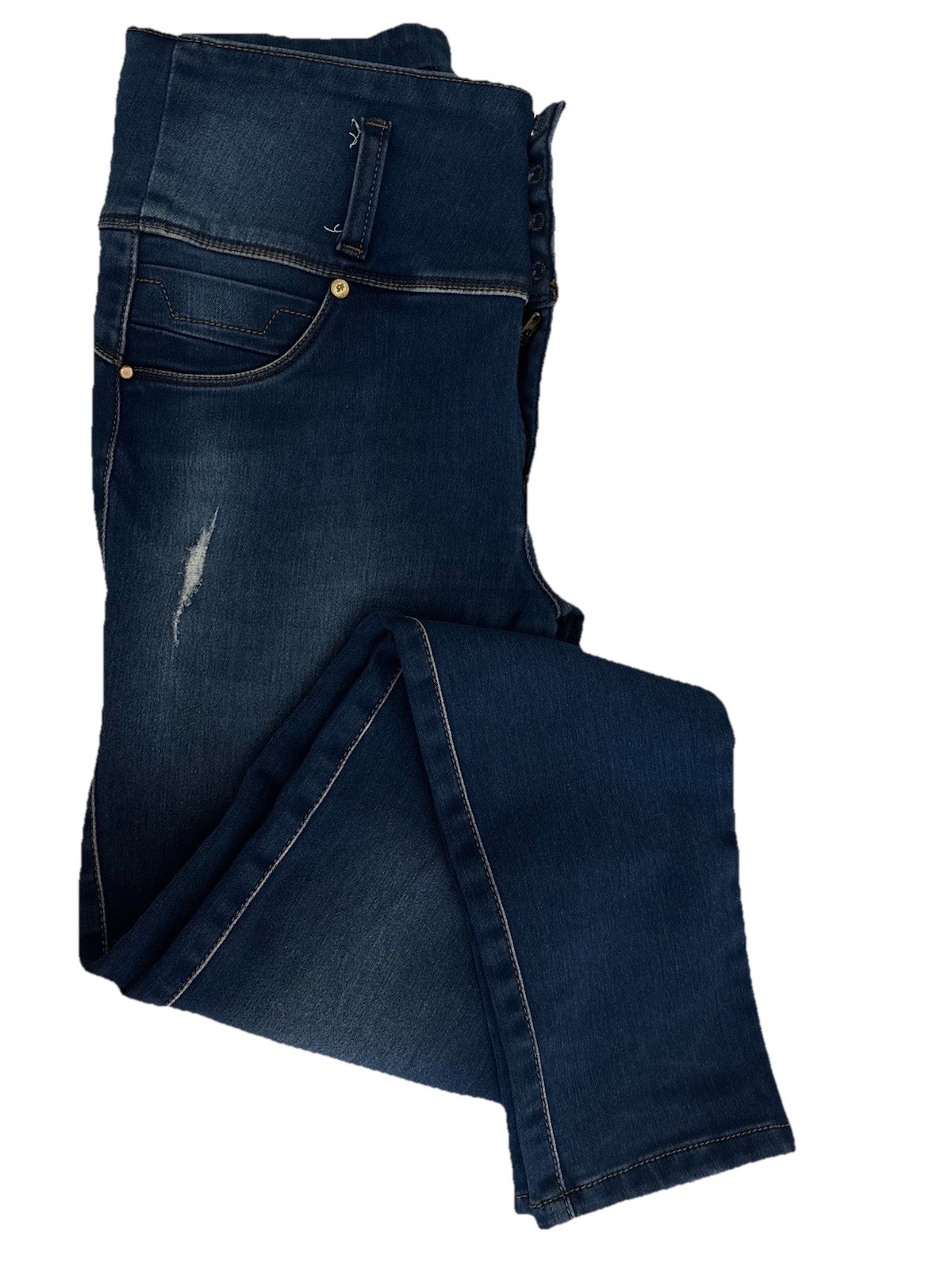 Seven7 Buttlifting Colombian Midrise Four Button Slim Medium Wash Blue Jeans Sz7