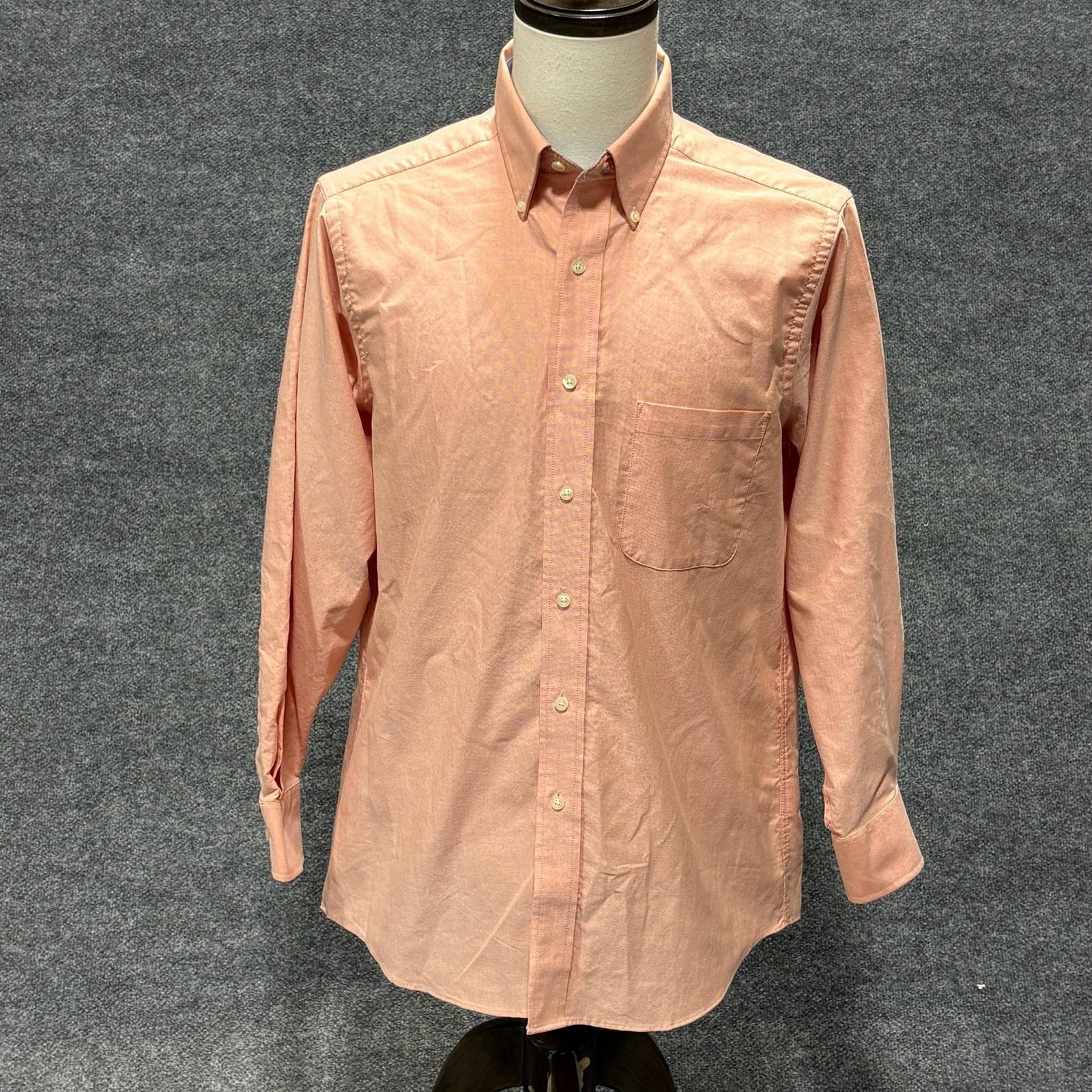Chaps Shirt Mens Medium Orange Oxford Classic Fit Button Down Wrinkle Free