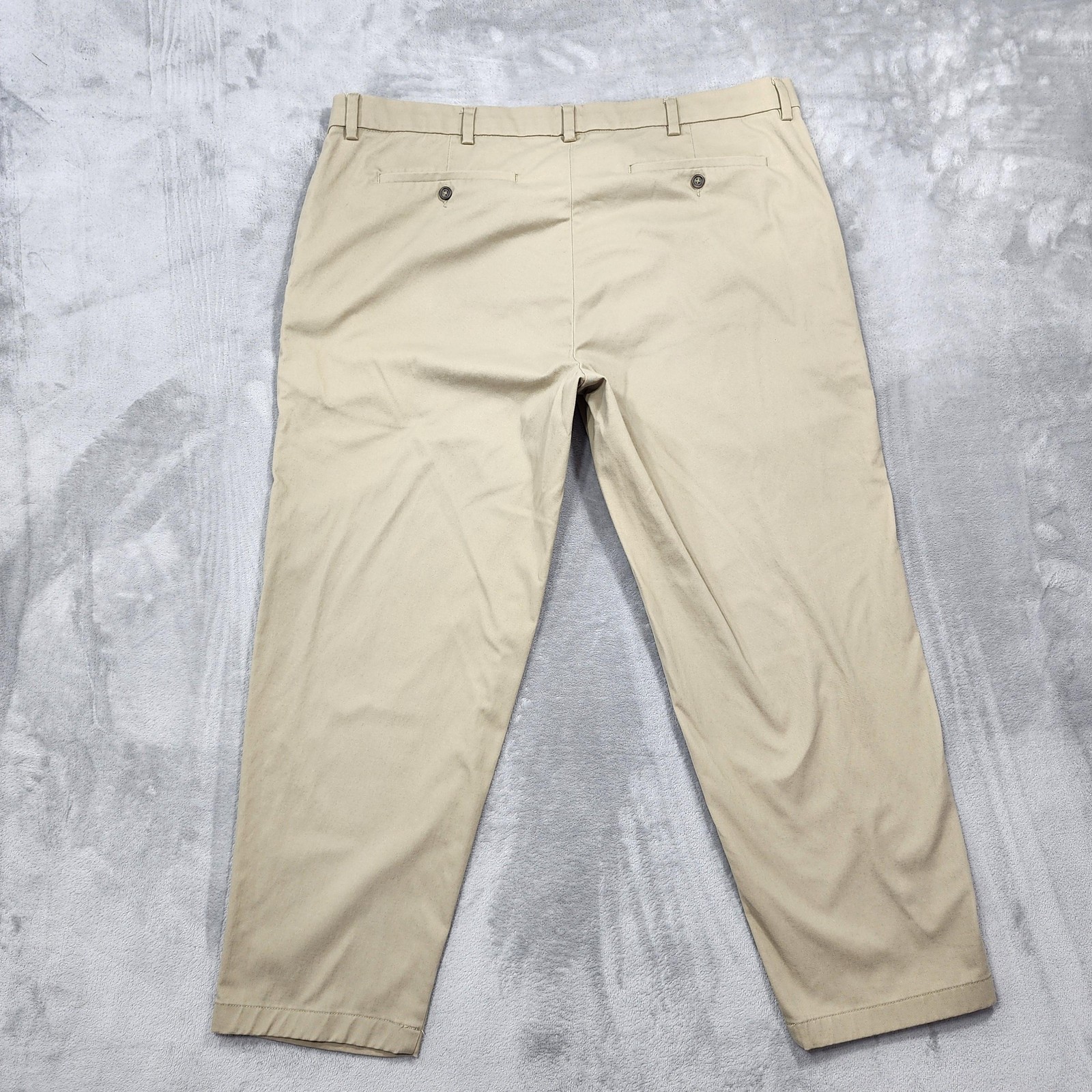 George Pants Mens 46×30 Beige Flat Front Chino Tapered Stretch Office Casual
