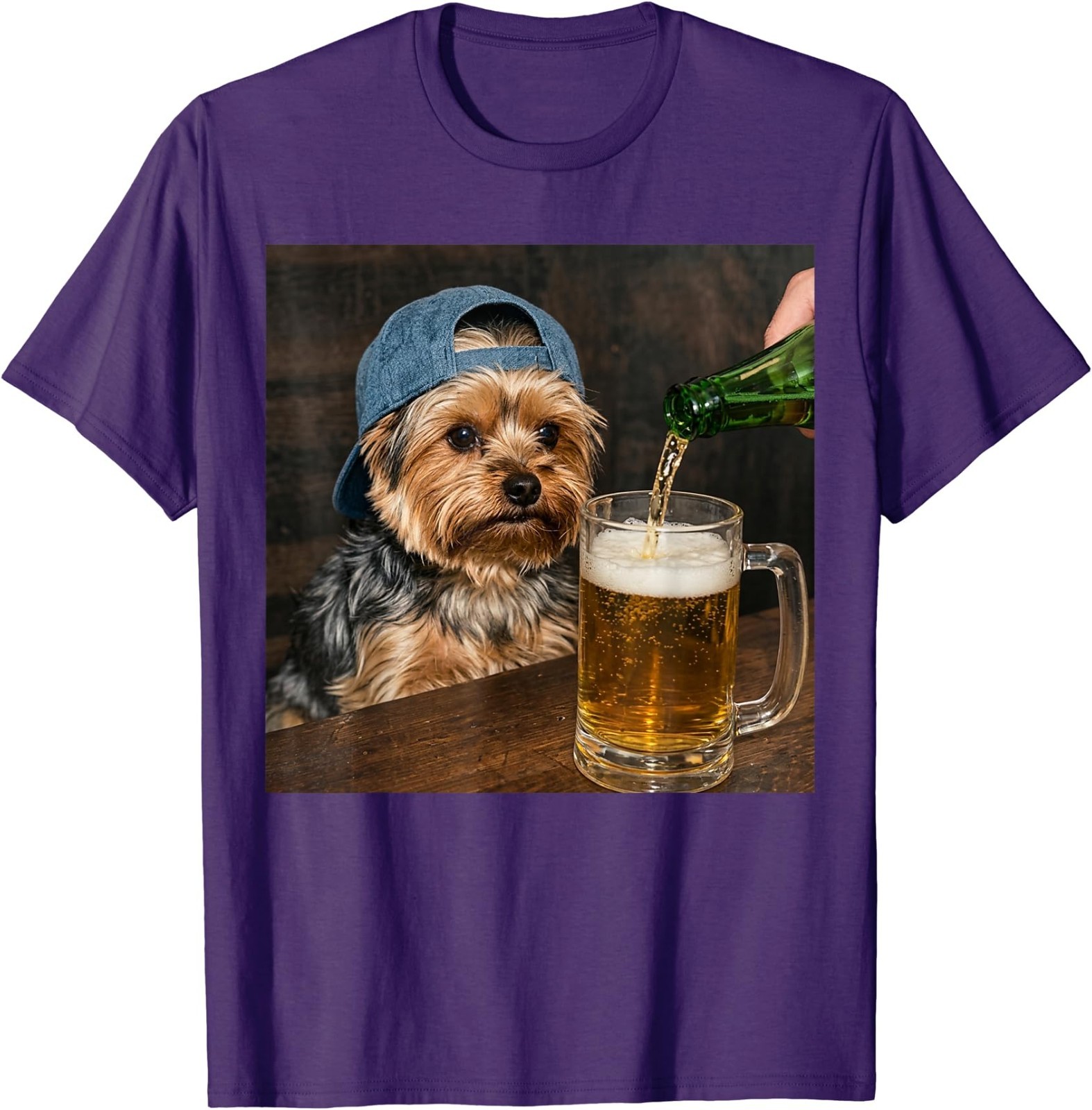 Yorkie Drinking Beer Funny Dog Meme T-Shirt