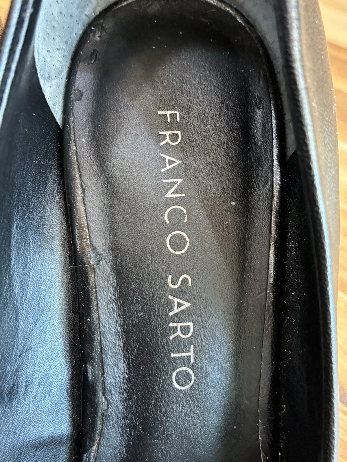 Franco Sarto Womens Black Leather Pumps Size 6M Classic Career Office Heels