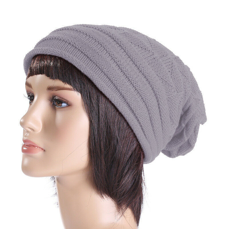 Women Men Winter Crochet Slouch Hat Wool Knit Beanie Baggy Warm Ski Caps Fashion