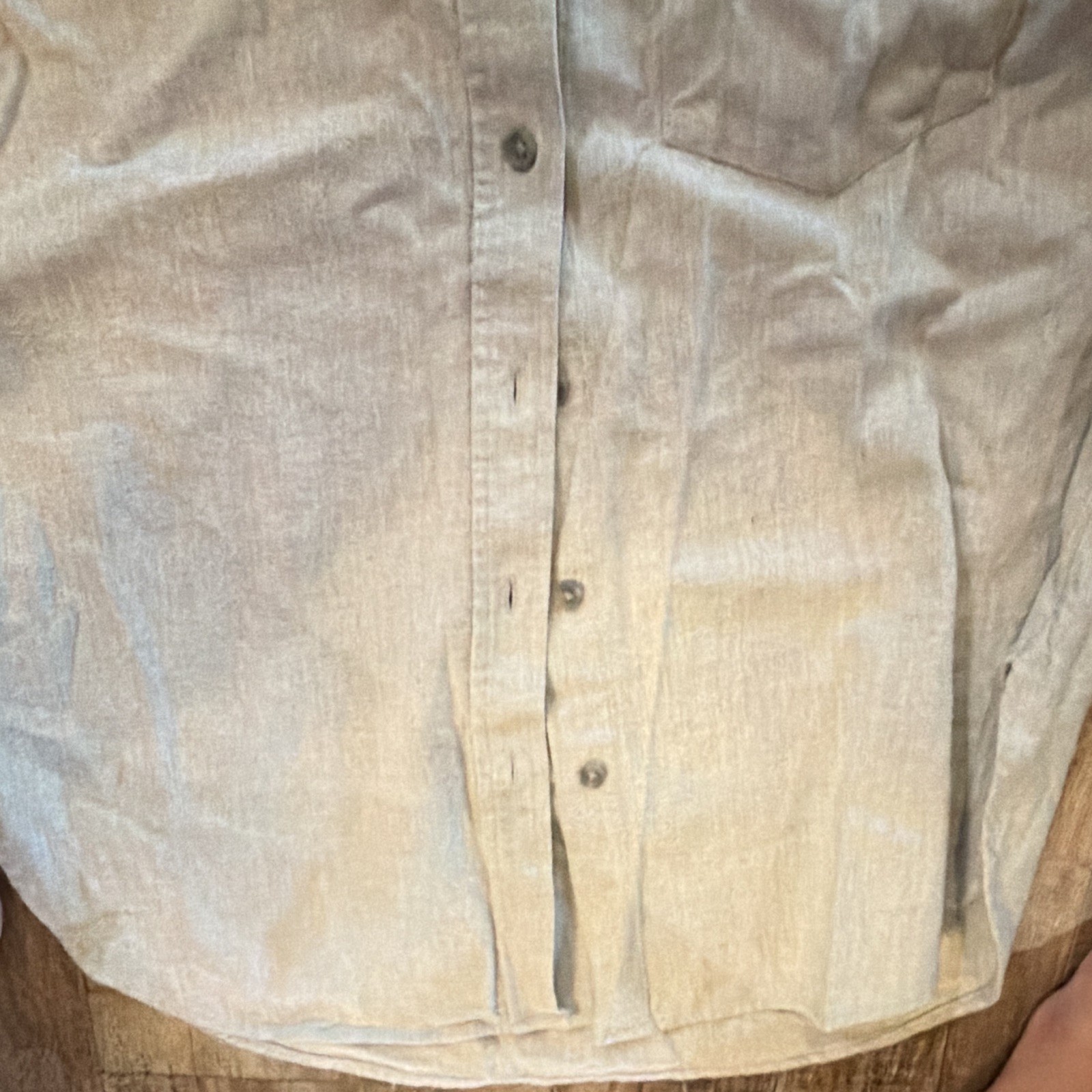 Universal Thread Men’s Beige Oversized Button-Up Shirt Cotton Pockets Long S