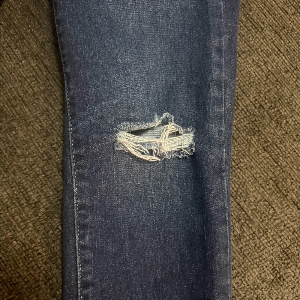 GAP Mid Rise Skinny Jeans Dark Wash Distressed Raw Hem Size 27 4R