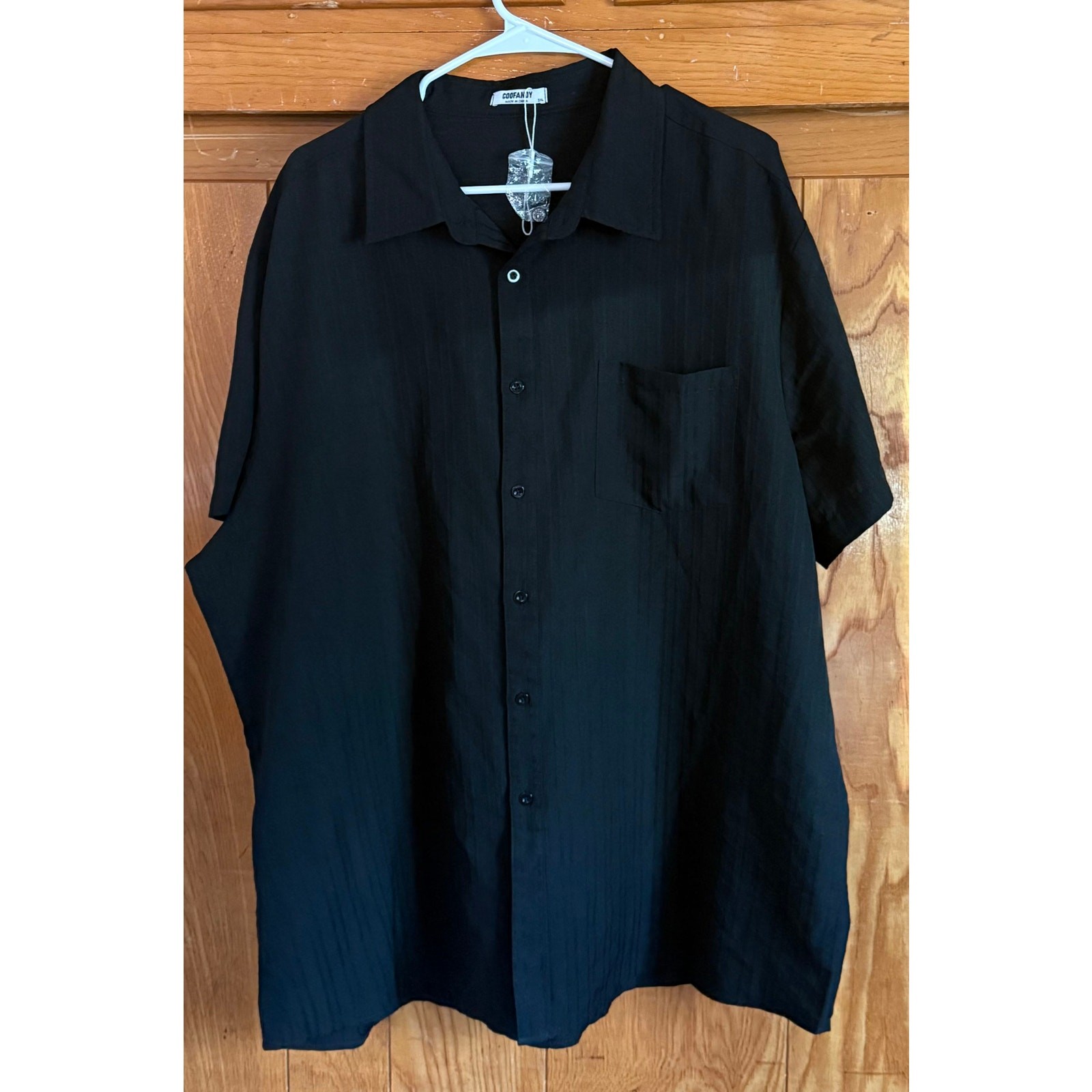 NWT COOFANDY Men’s Black Short Sleeve Button Up Shirt 3XL