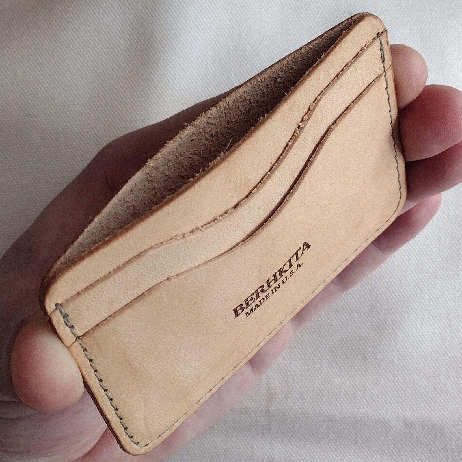 handmade natural veg tan real leather card holder 3 pocket