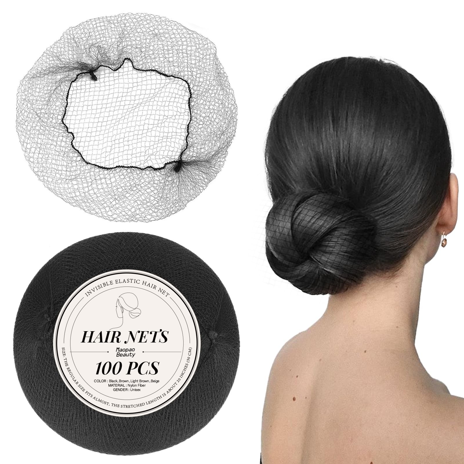 Hair Net 100 Pcs, 20 Inches Hair Nets Elasticity Invisible Elastic Mesh for F…