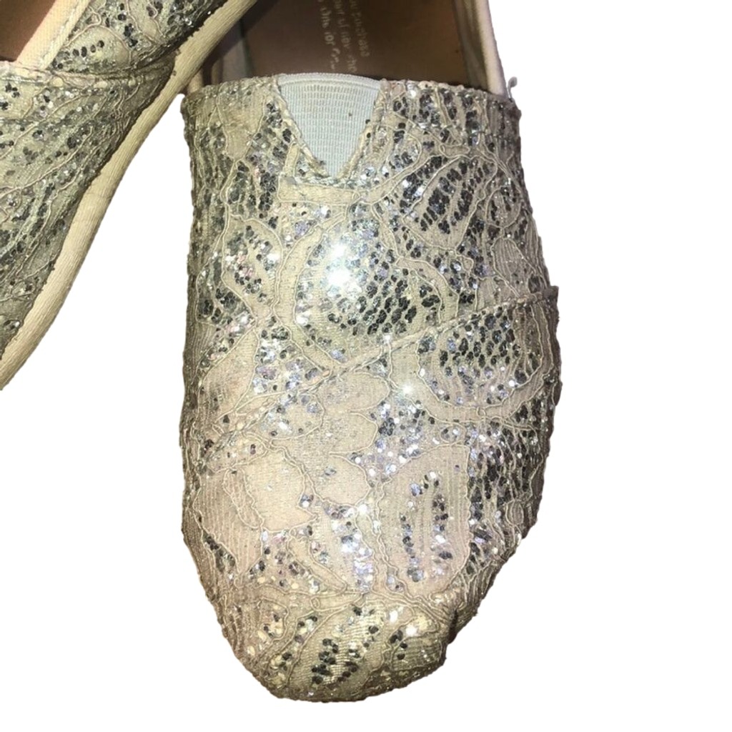 Toms Silver Lace Glitter