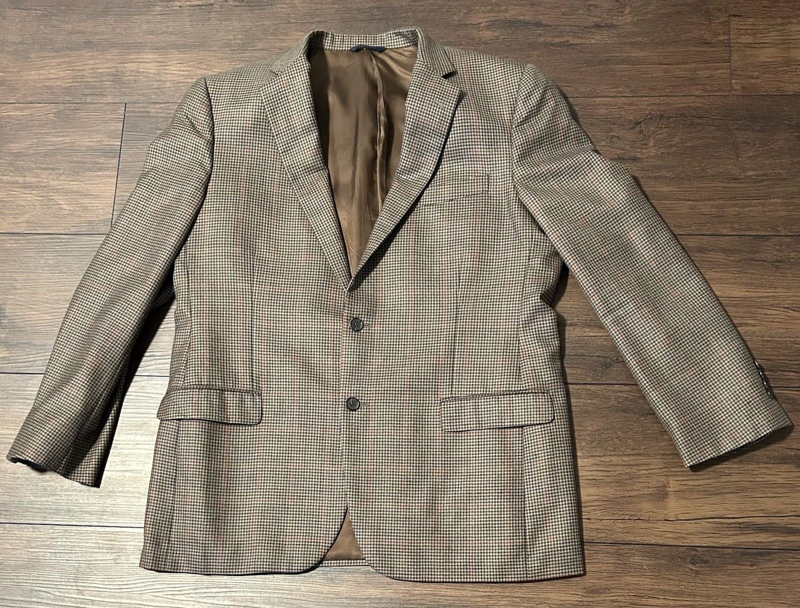 Brooks Brothers Madison Fit Blazer Mens 46L Brown Hounds Tooth Check Tweed