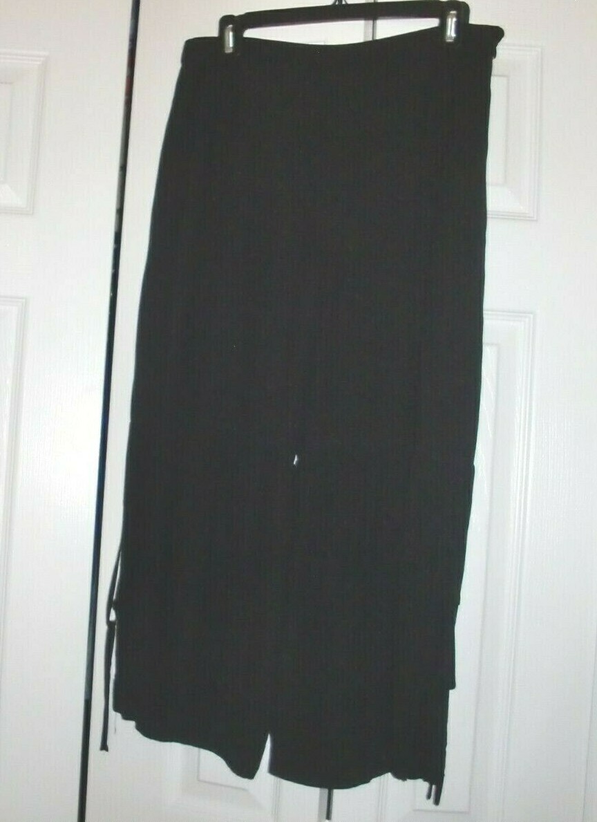 Women~H&M~Black Pockets Wide Legs w/Adjustable Side Straps~Pants/Capris size 12