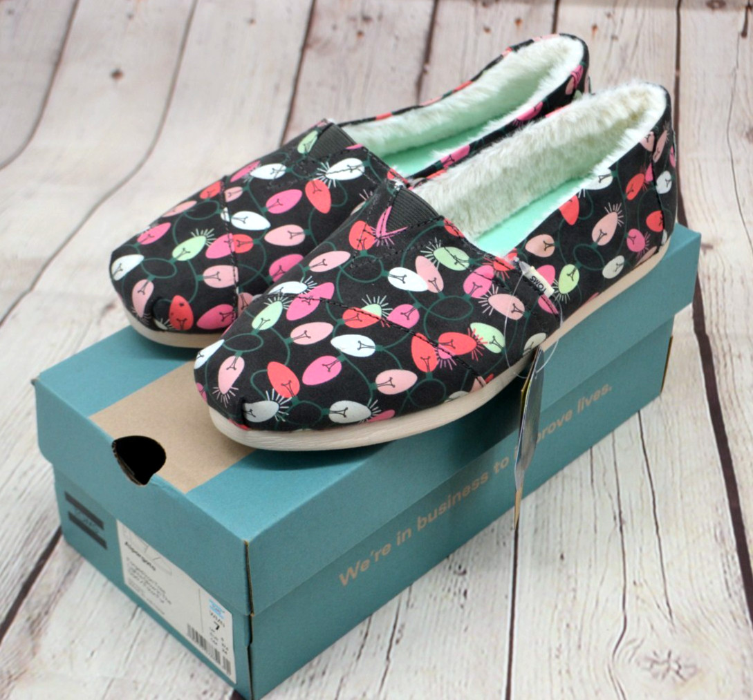 TOMS Alpargata Forged Iron Glow in the Dark Tree Lights Slip On Shoes SZ 7 NEW