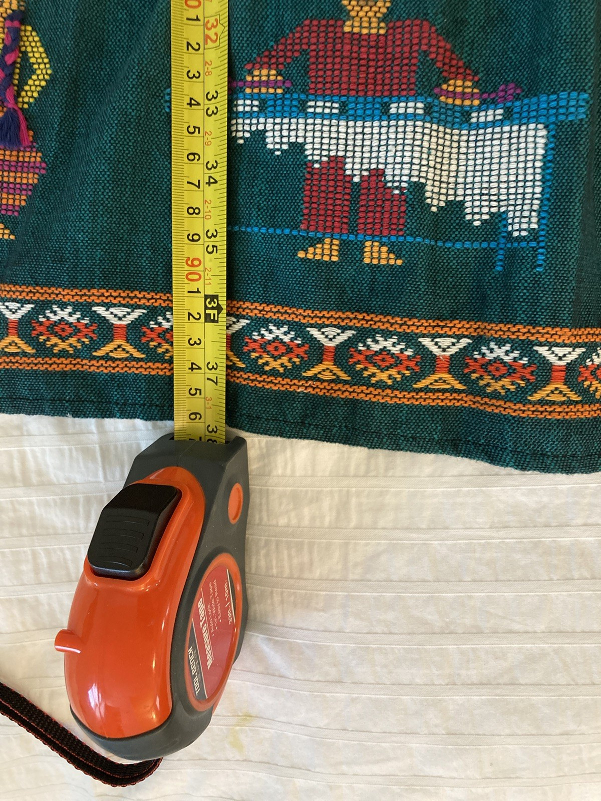VTG Guatemala Boho/Tuscan Colors Embroidered Bib Apron Color Teal One Size