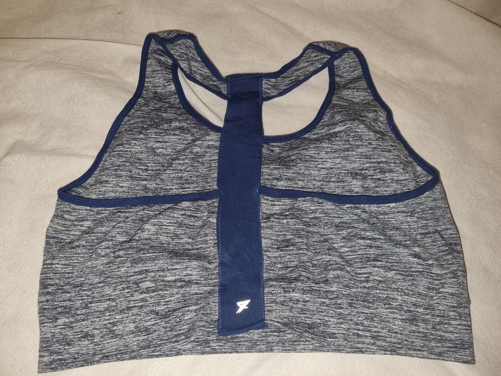 Gorgeous Navy Blue Grey WORK OUT wirefree sports gym exercise Bra Size 14 16