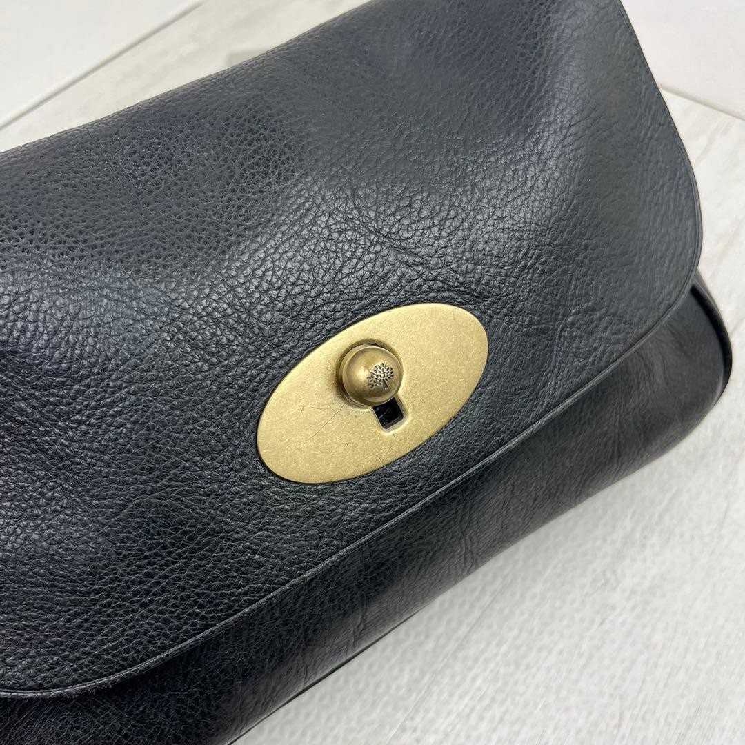 Mulberry Y2K Black Leather One Shoulder Flap Handbag 27x18x11cm Authentic
