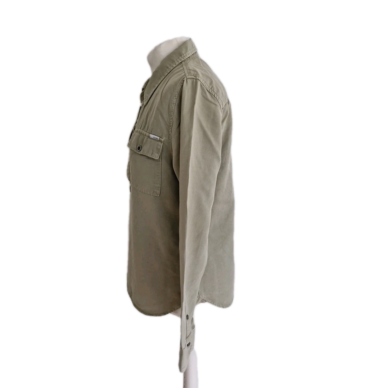 Mother The Frenchie Slipover Cotton Blend Military Green Shirt Womens Size Small