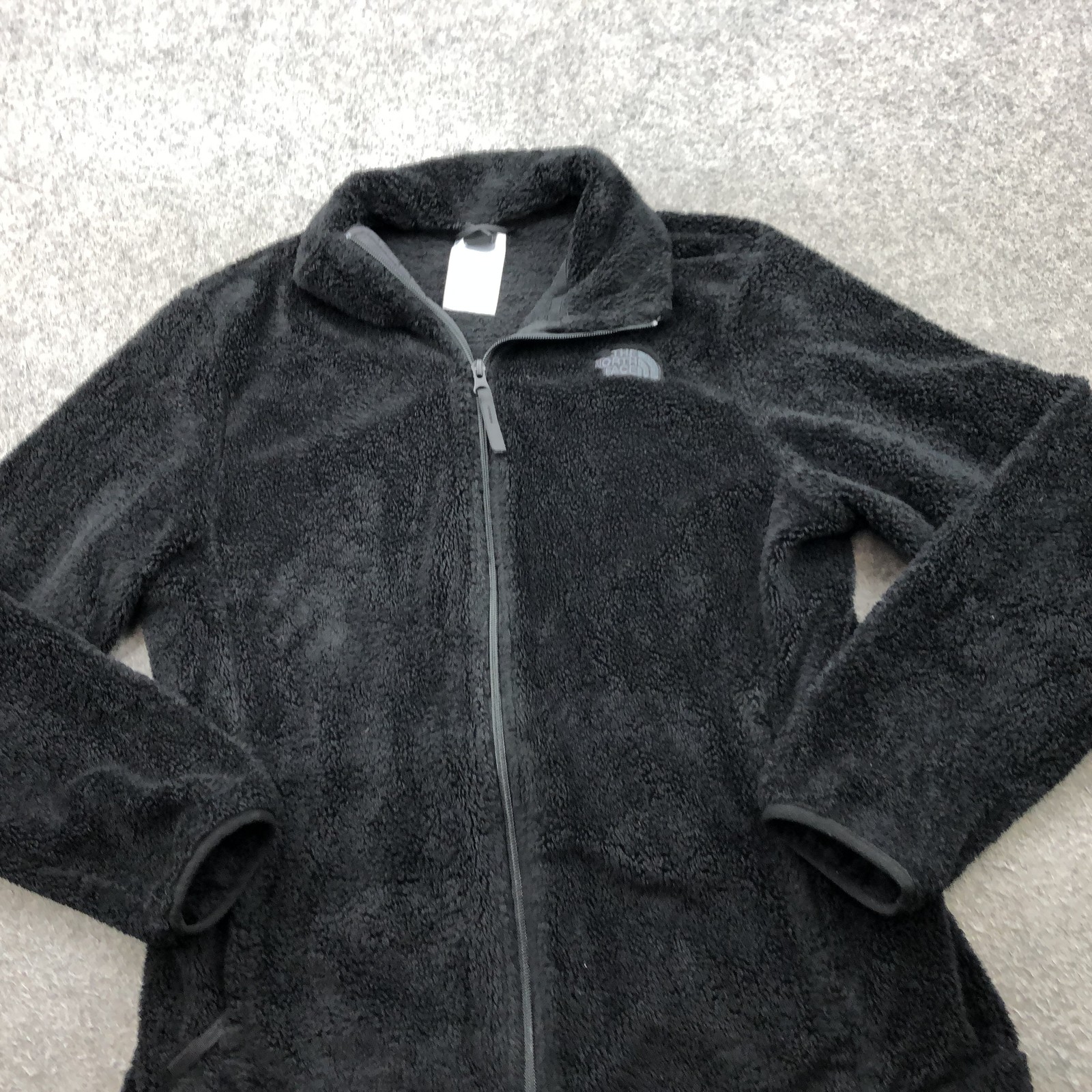 North Face Jacket Womens Large Black Fleece Full Zip Circular Design Osito
