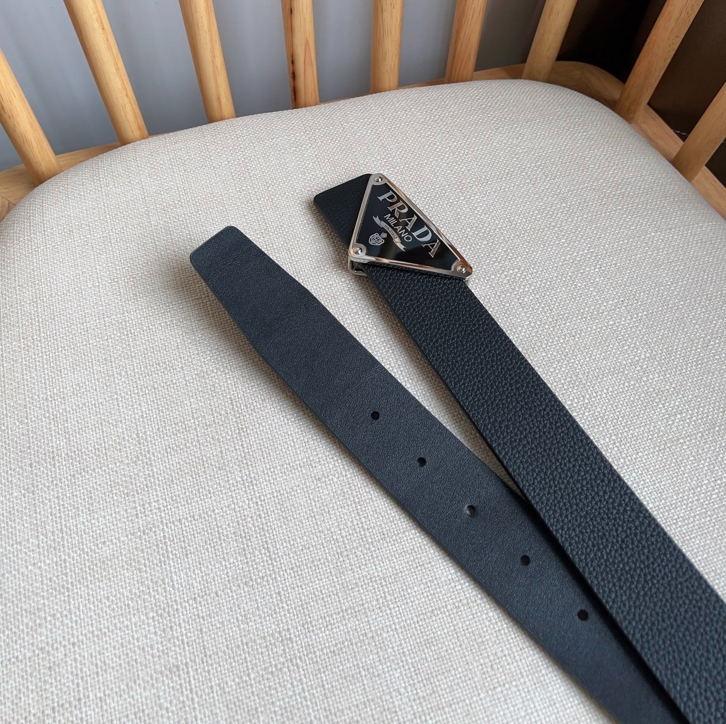 Prada men’s black leather belt