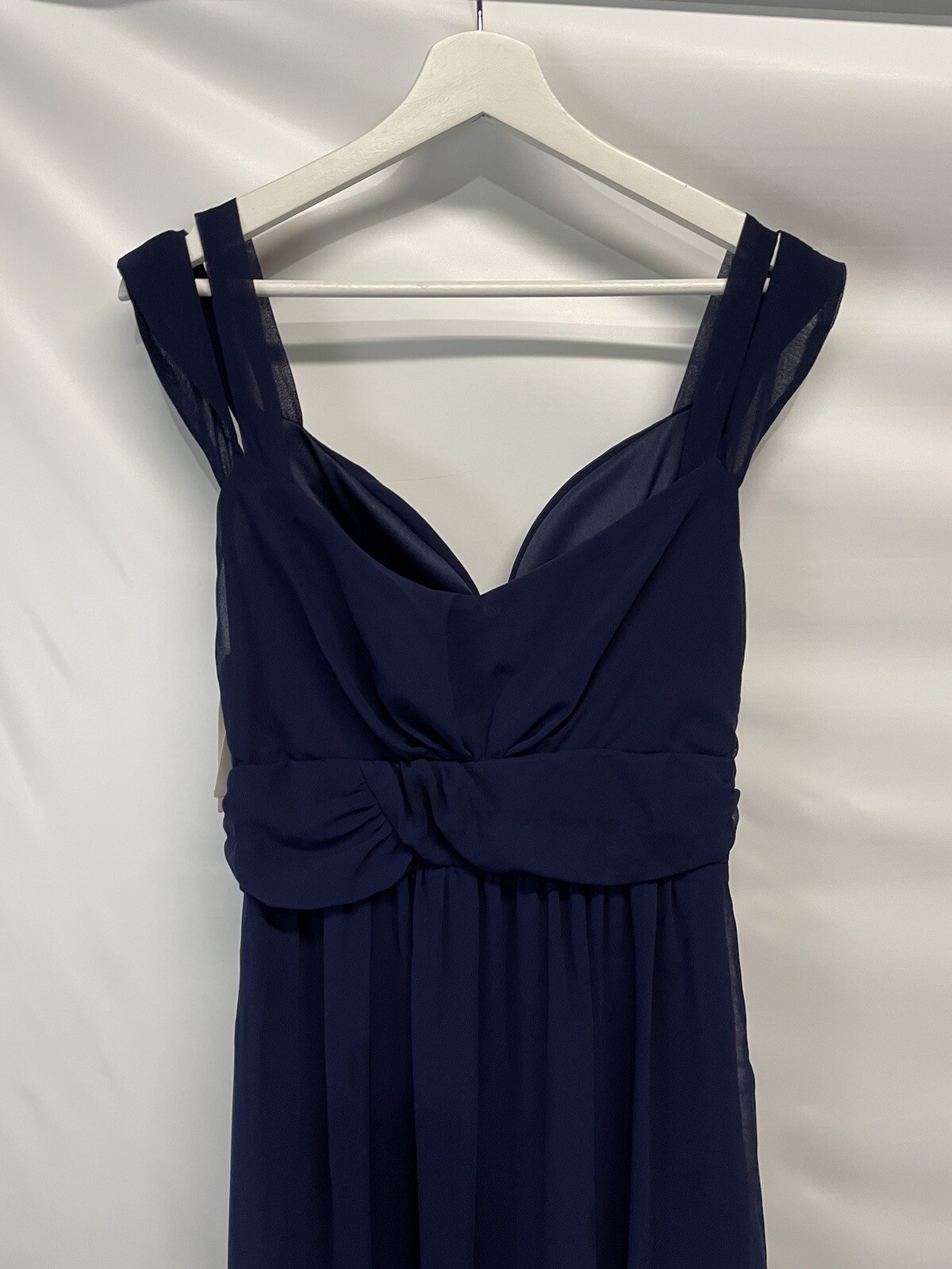 Haoduoyi Navy Blue Chiffon Maxi Dress Gown Deep Slit NEW M