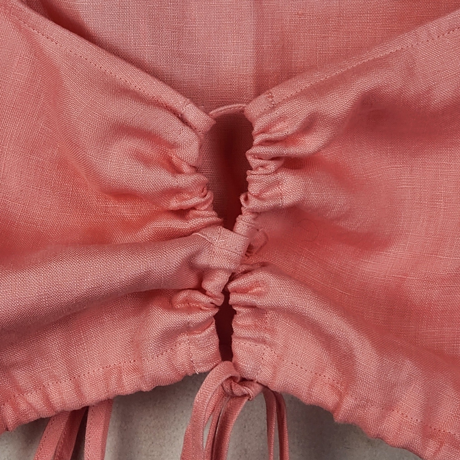 Ephemera Olympia Geranium Crop Blouse 100% Linen Women’s SZ 4