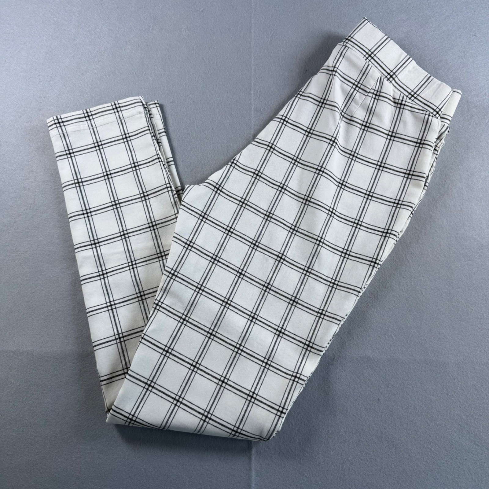 Tommy Hilfiger Womens White Black Plaid Pull On Skinny Pants Size 8