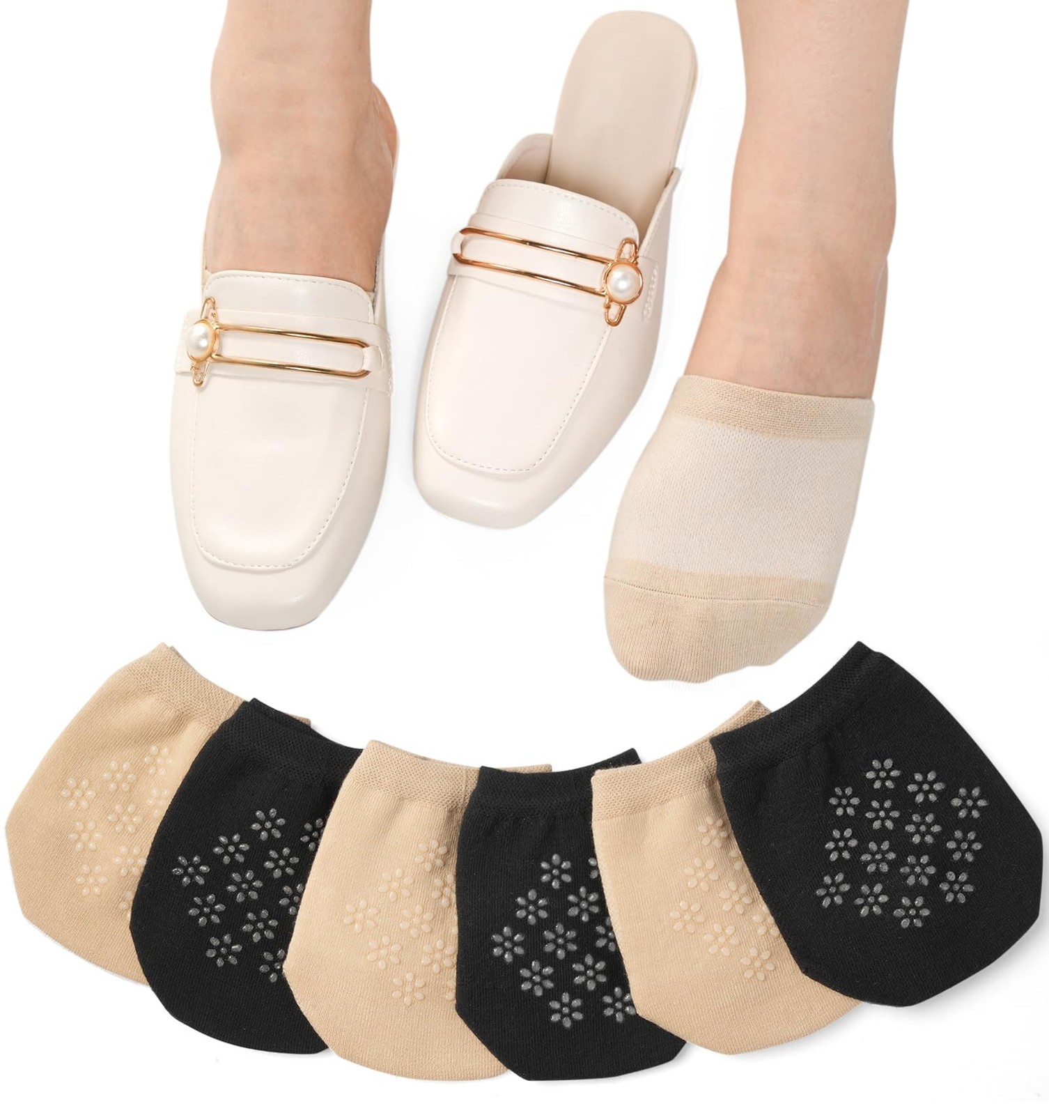 8× Invisible Toe Socks Womens for Mules Half Socks Toe Topper Covers Non-slip US