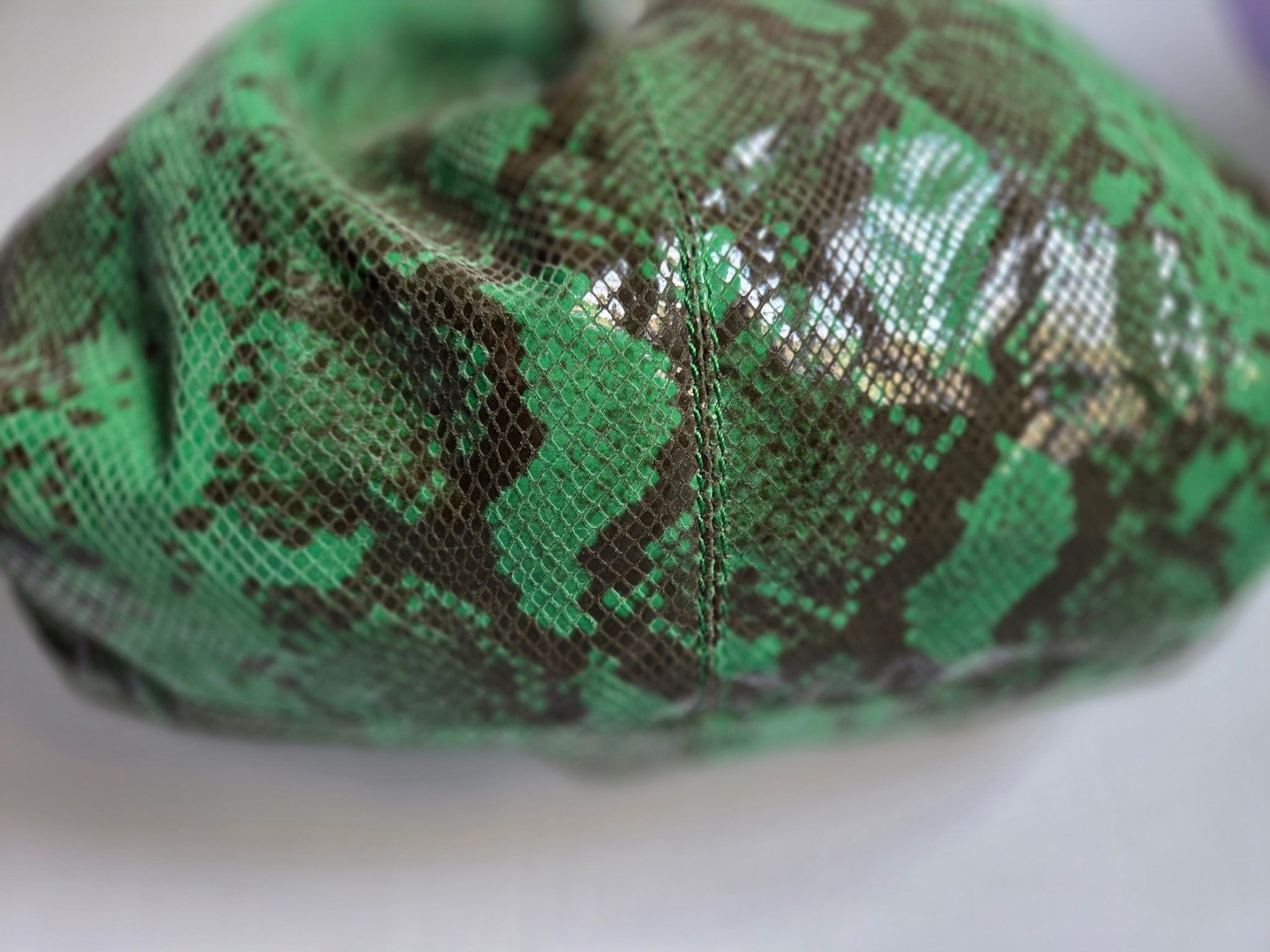 Antonio Melani Green Snake Print Leather Hobo Shoulder Bag Gold Chain Large