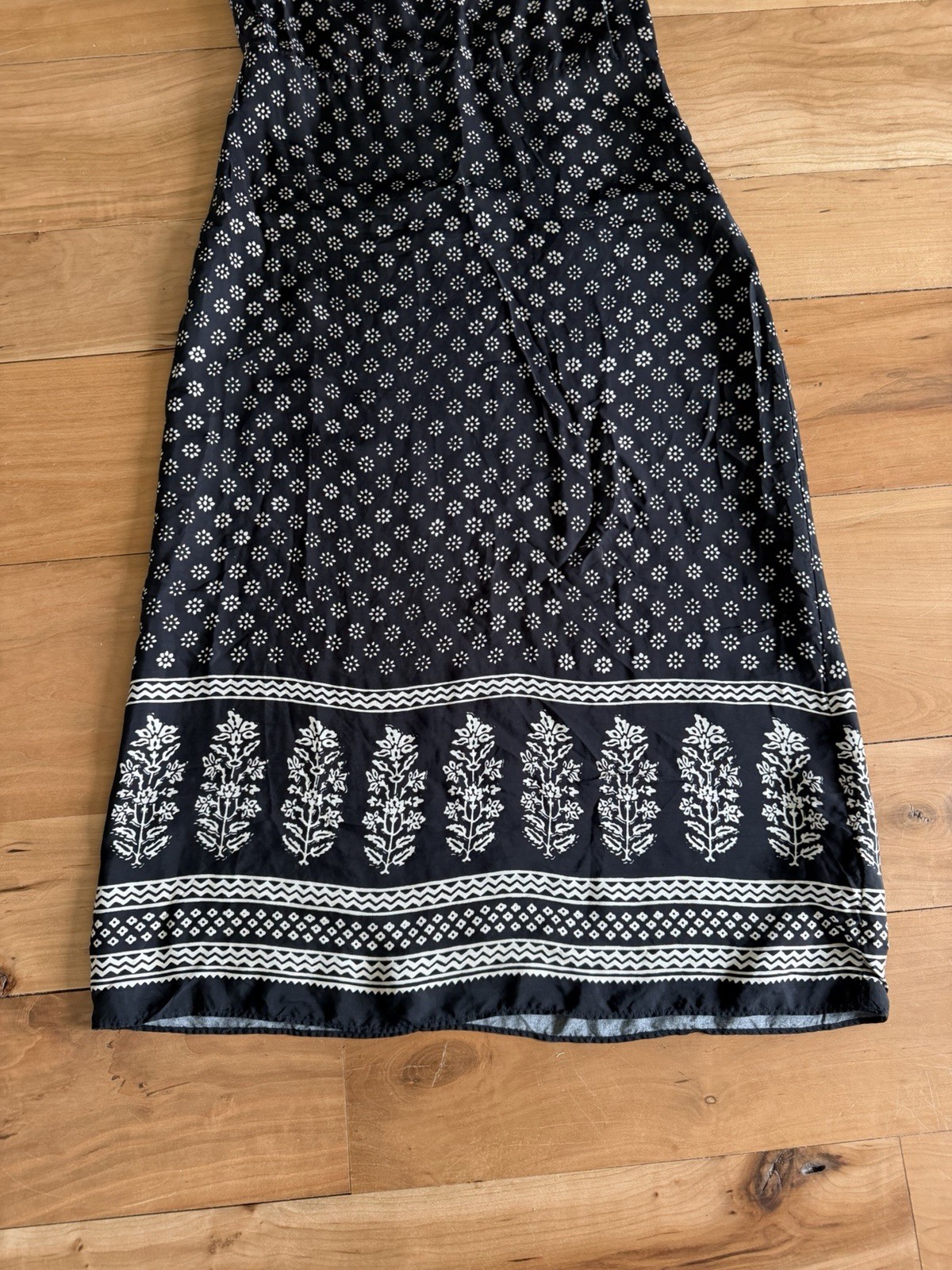J.CREW Women’s Natasha slip dress block Print Midi Black Sleeveless Straps 8