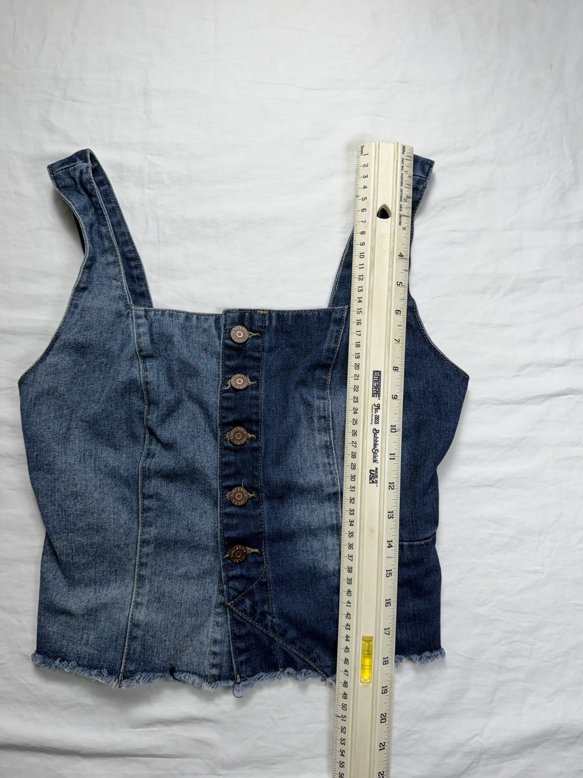 Sincerely Jules Colorblock Two-Tone Denim Crop Top Vest