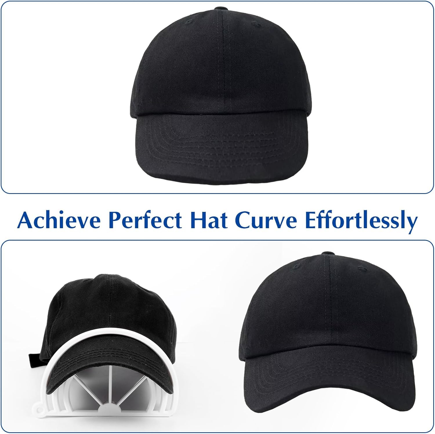 4 Pcs White+Black Hat Bill Bender – Baseball Cap Brim Curver Shaper – Fast Ship!