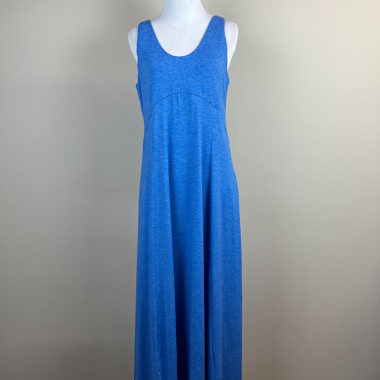 Halara Maxi Tank Dress Womens Medium Blue U Neck Split Slit Flowy Casual Summer