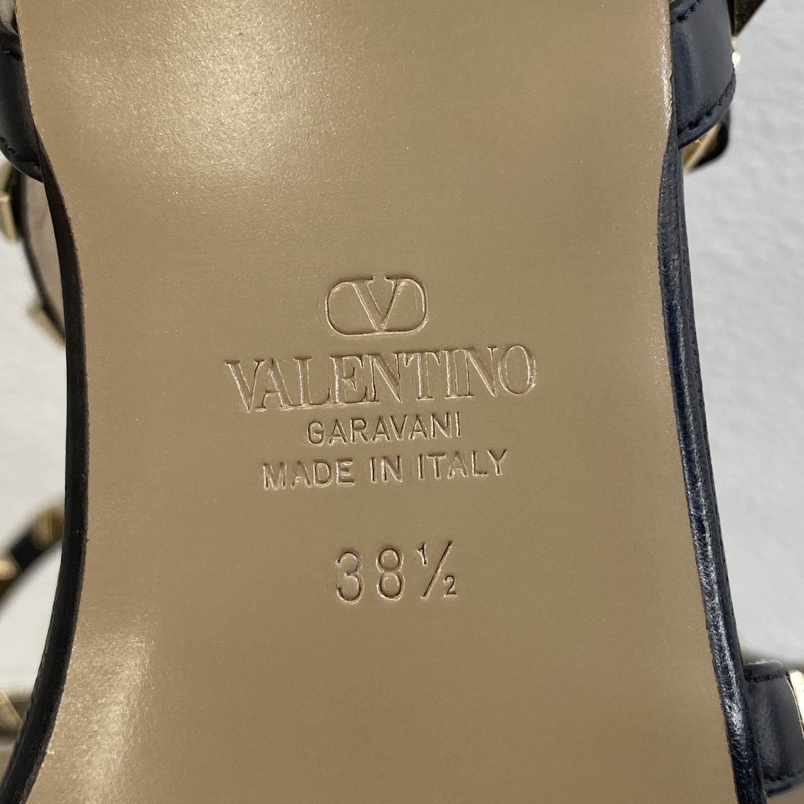 Valentino Garavani Rockstud Caged Sandal Women US8.5 EU38.5 Black Leather Straps