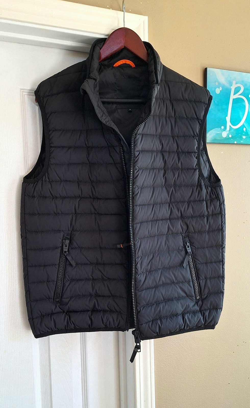 ROCKANDBLUE Zion Puffer Vest Black Insulated Orange Lining Men’s Size M NWOT