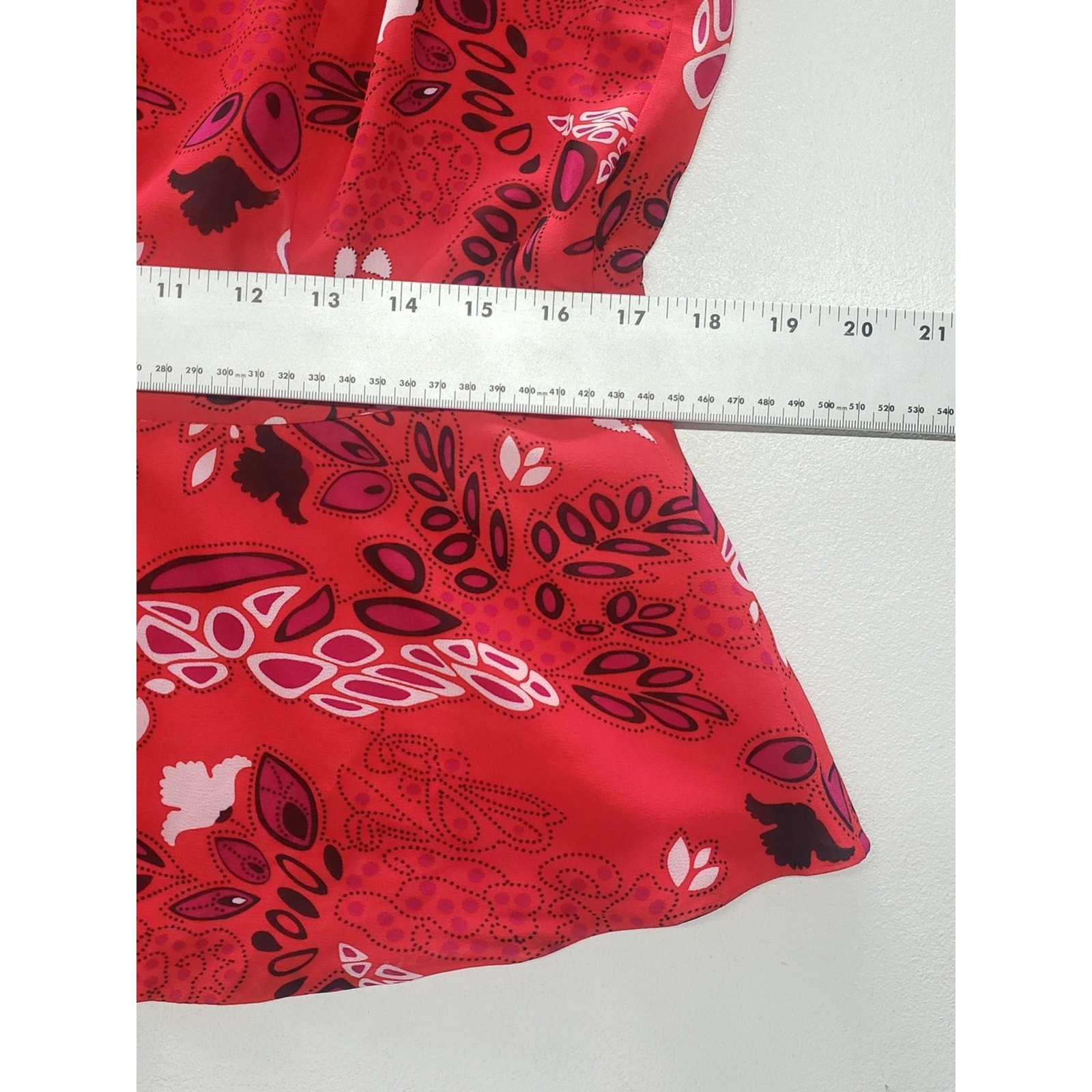 Eva Mendes Isabella Handkerchief Sheer Bow Top Women’s Large Red Peplum Summer