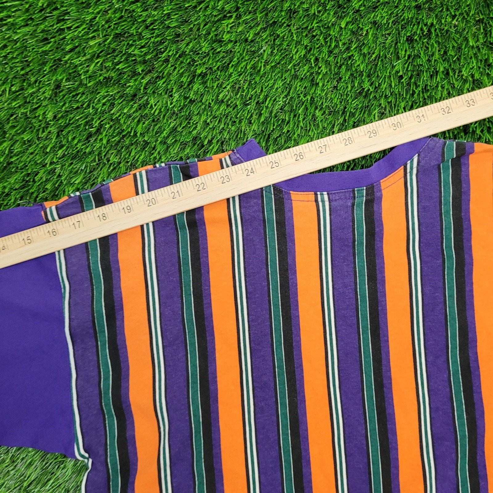 Vintage 90s Summer Fringe Stripes Shirt Womens Large 22×21 Baggy Boxy