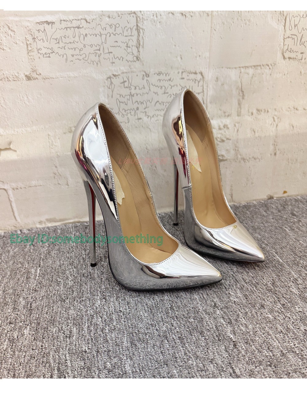12cm Slim High-heeled Pointed Shallow Mouth High-heeled Shoes Gold Metal Party